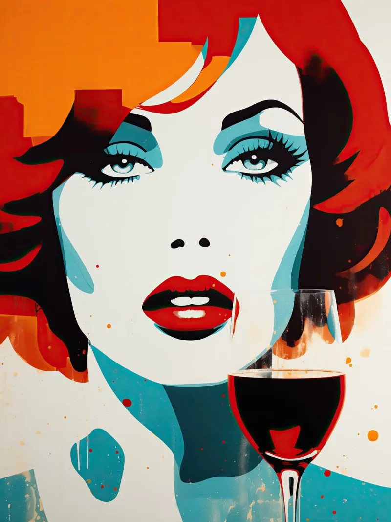 Il tema è il rosso: labbra, capelli e vino | Ritratto di donna tela con Cornice a cassetta da Autofocus
