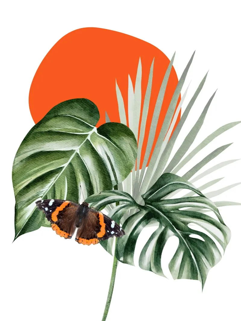 Lush green tropical leaves poster con telaio in plastica da ramosashop