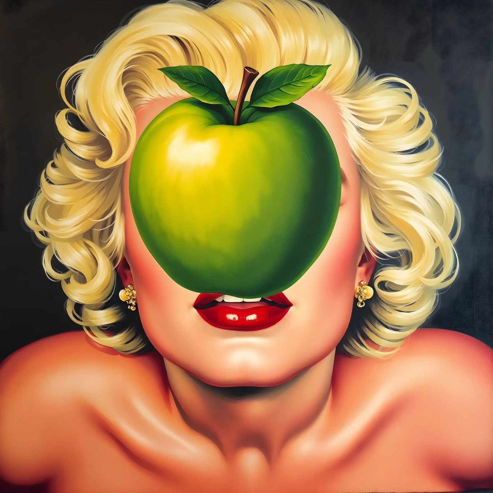 Das Geheimnis des Apfels: Eine Hommage an René Magritte Leinwand von Studio Mooodz