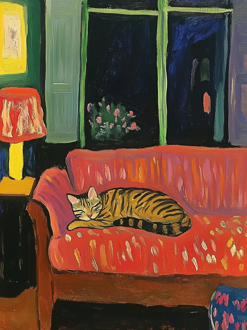Gatto in una stanza accogliente carta hahnemühle da Art Center