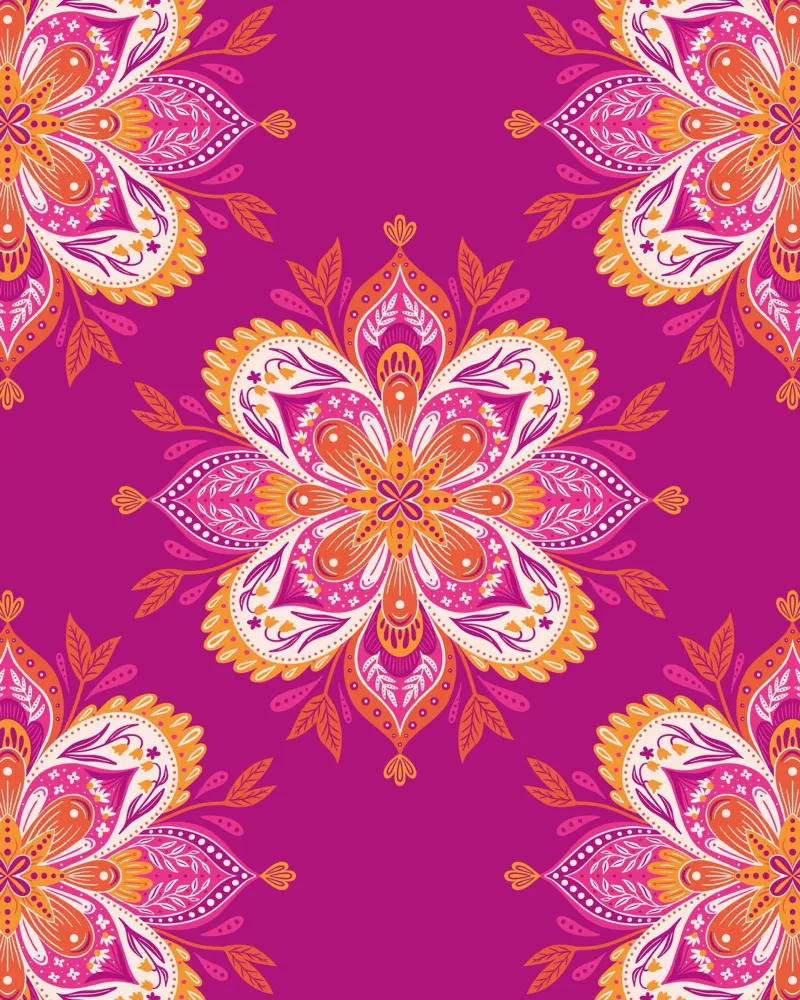pink Mandala poster con telaio in alluminio da nicigabrieldesigns