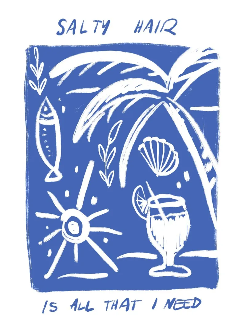 Salty Hair - Blue poster with plastic frame by Magnific