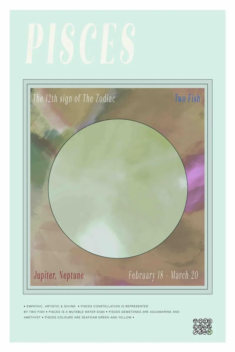 Zodiac Pisces poster con telaio in plastica da Casa Cartissi
