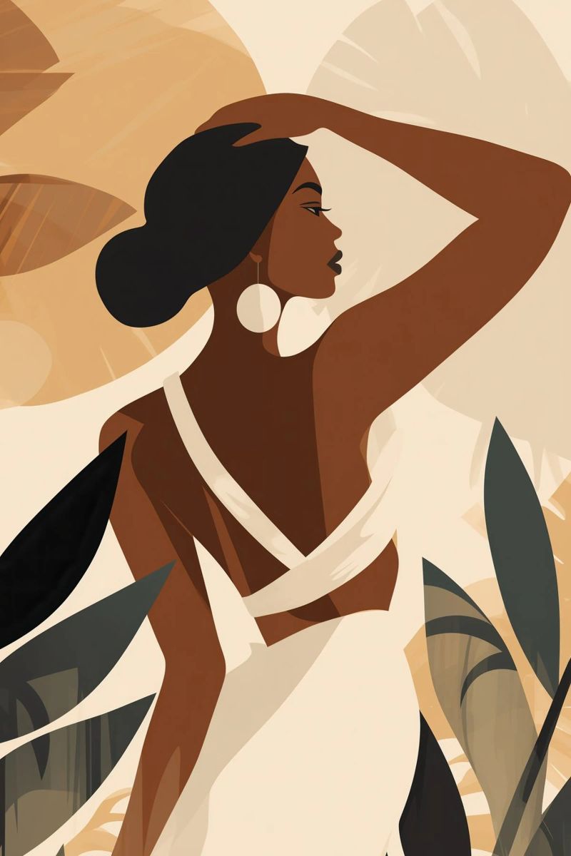 Morning greeting from the boho woman in trendy shades of brown poster by Autofocus