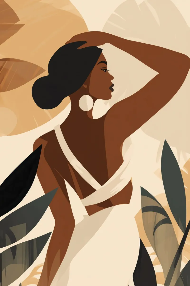 Saluto mattutino della donna boho nei toni trendy del marrone poster da Autofocus