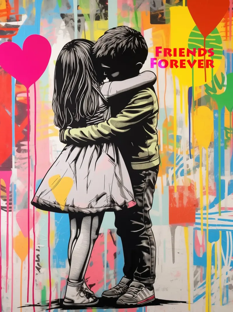 Frère et sœur - amis pour toujours | Banksy Style poster de Autofocus