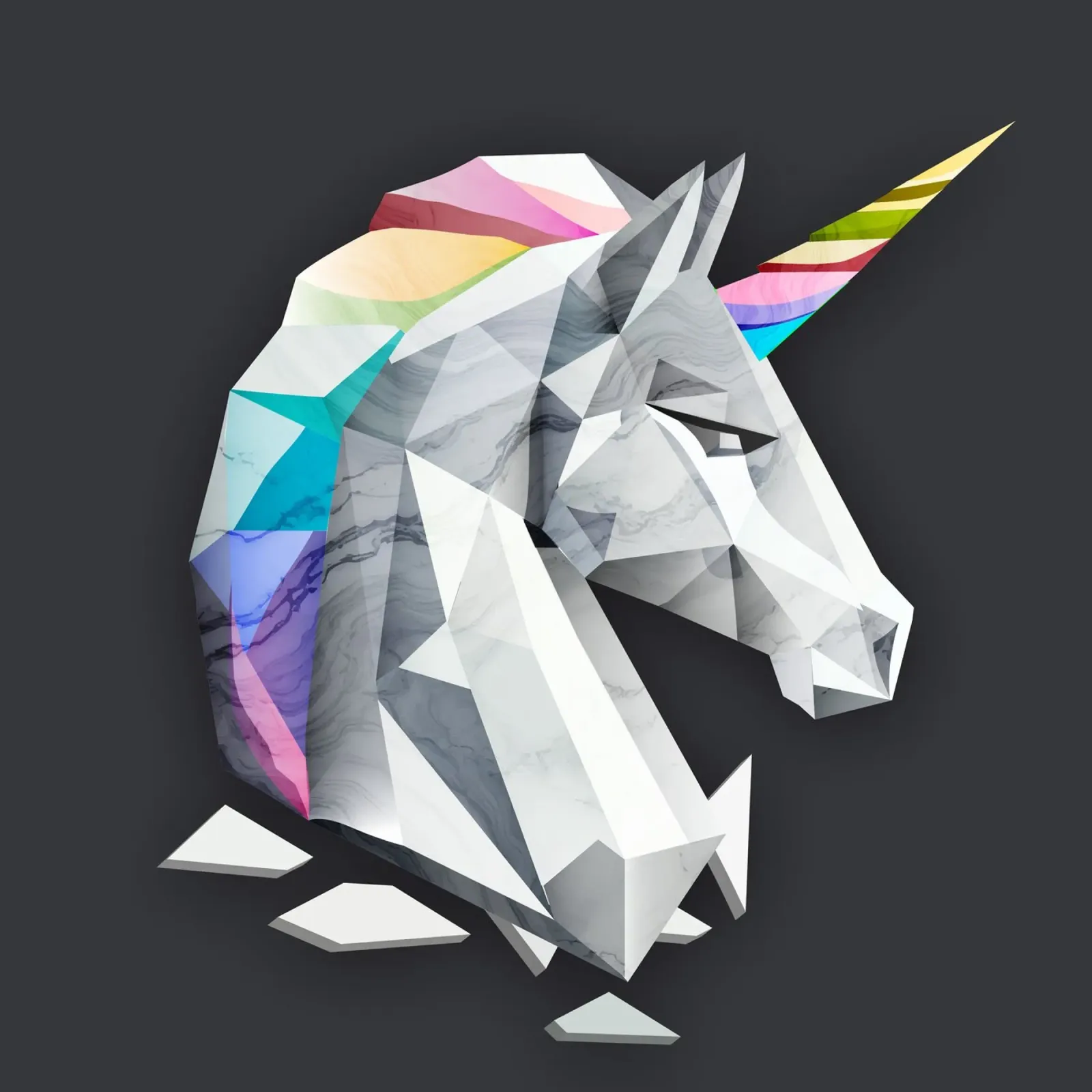 Geometric unicorn with rainbow mane canvas by namosh