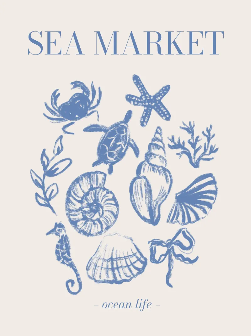 Sea Market poster with plastic frame by Magnific