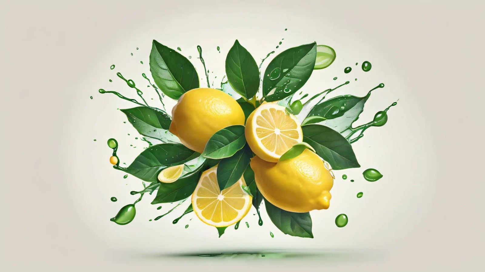 Bright lemon halves erupting with juice and splashes canvas by DesignDoodle