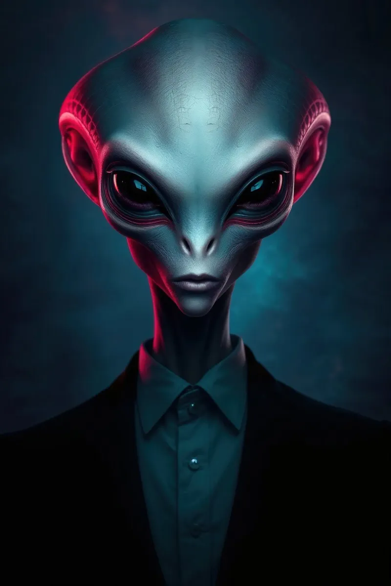 Alien Portrait poster with aluminum frame by Not from this planet