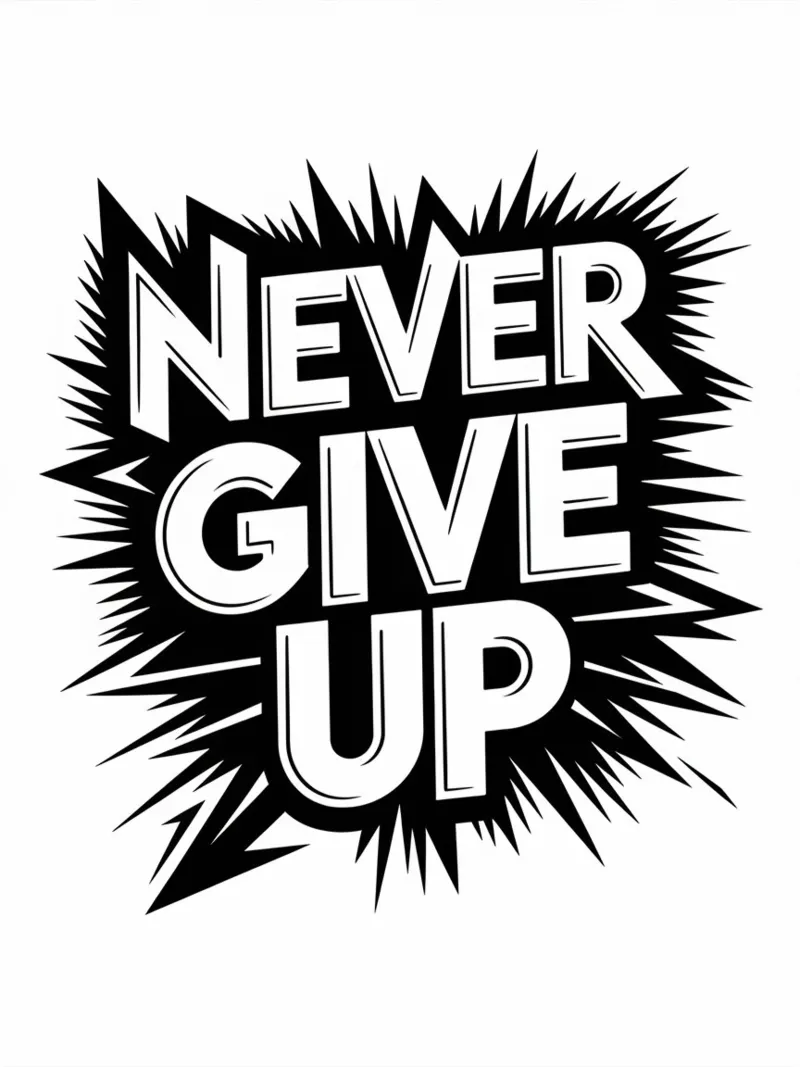 NEVER GIVE UP canvas by logic