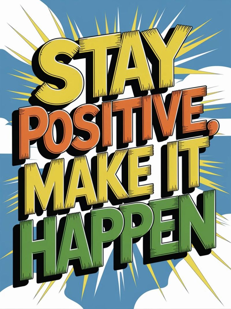 BLIJF POSITIEF. LAAT HET GEBEUREN. poster van logic