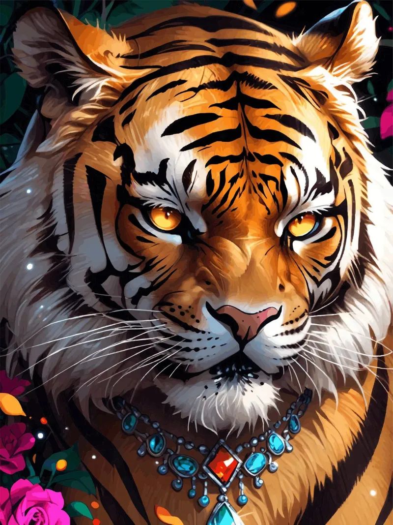 Tigre regio con joyas metacrilato de artdesign1985