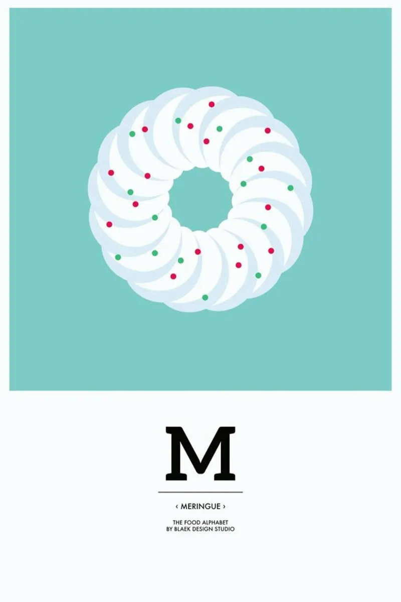 Food Alphabet Xmas Edition M poster con telaio in alluminio da BLAEK Design Studio