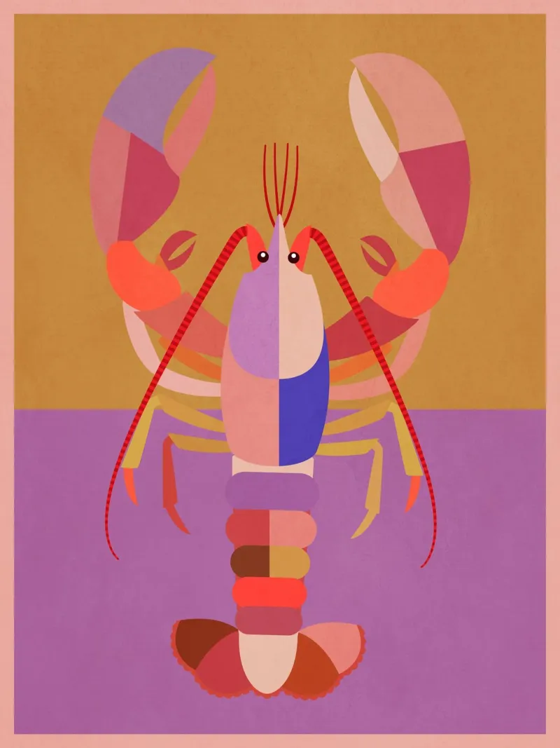 Abstracte kreeft 2 canvas van Gaite