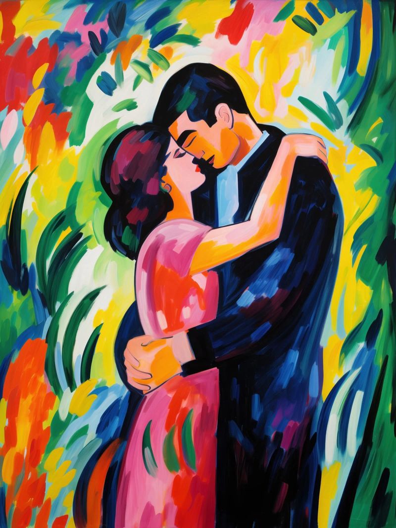 Lovers in Spring | Expressionist Painting poster by Autofocus
