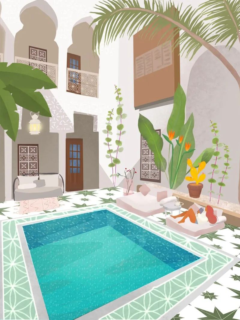 Woman in Riad poster with plastic frame by PetrArts