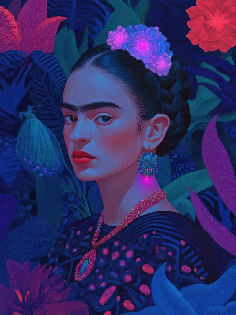 Frida Kahlo Self-Portrait backlit film by Art Center