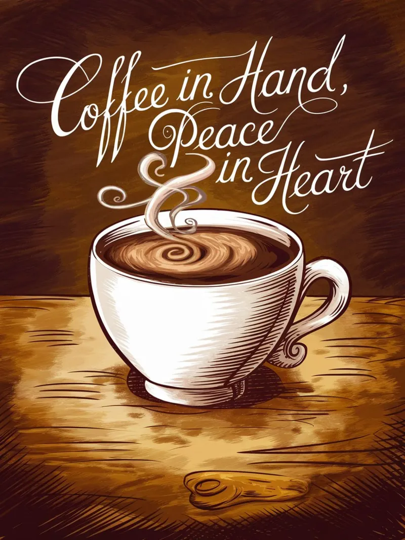 Caffè in mano, pace nel cuore carta hahnemühle da logic