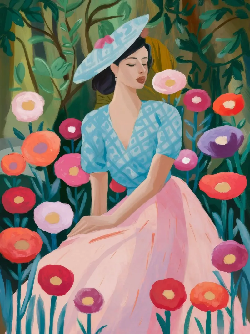 Tranquillità del giardino poster con telaio in legno da Artie Shifa