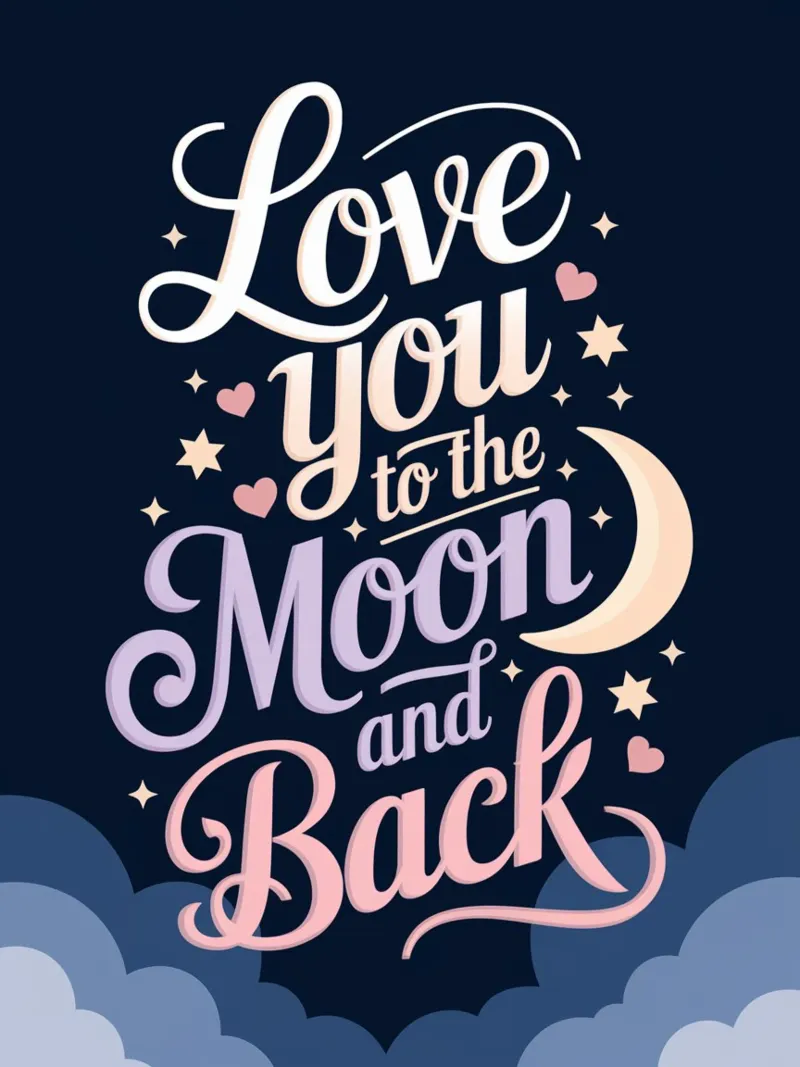 Ti amo fino alla luna e ritorno poster con telaio in legno da logic