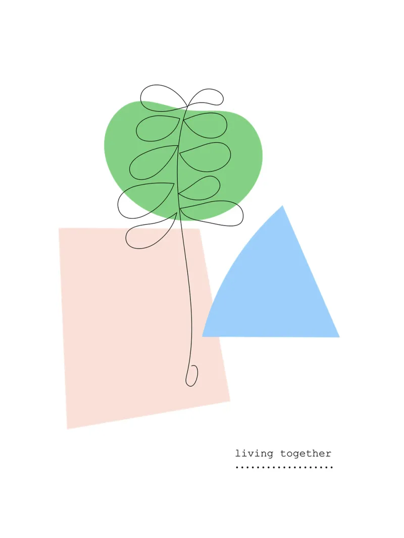 LIVING TOGETHER poster con telaio in plastica da natural neutral