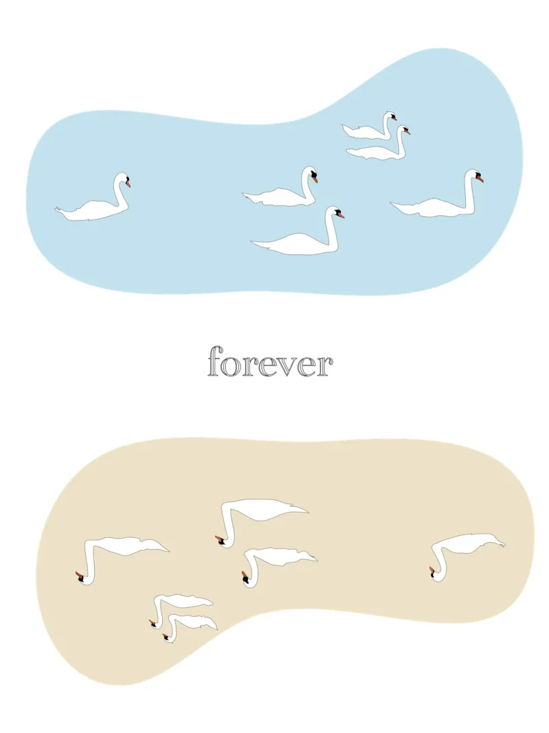 forever - swan poster con telaio in legno da natural neutral