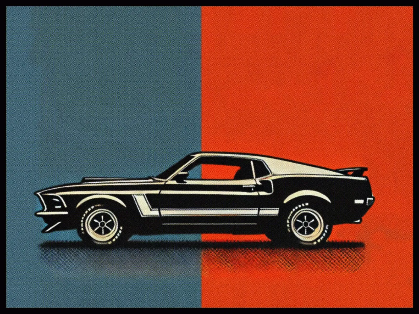 Mustang Mach1 - Stampa poster d'epoca poster con telaio in plastica da posterprints-by-nomad