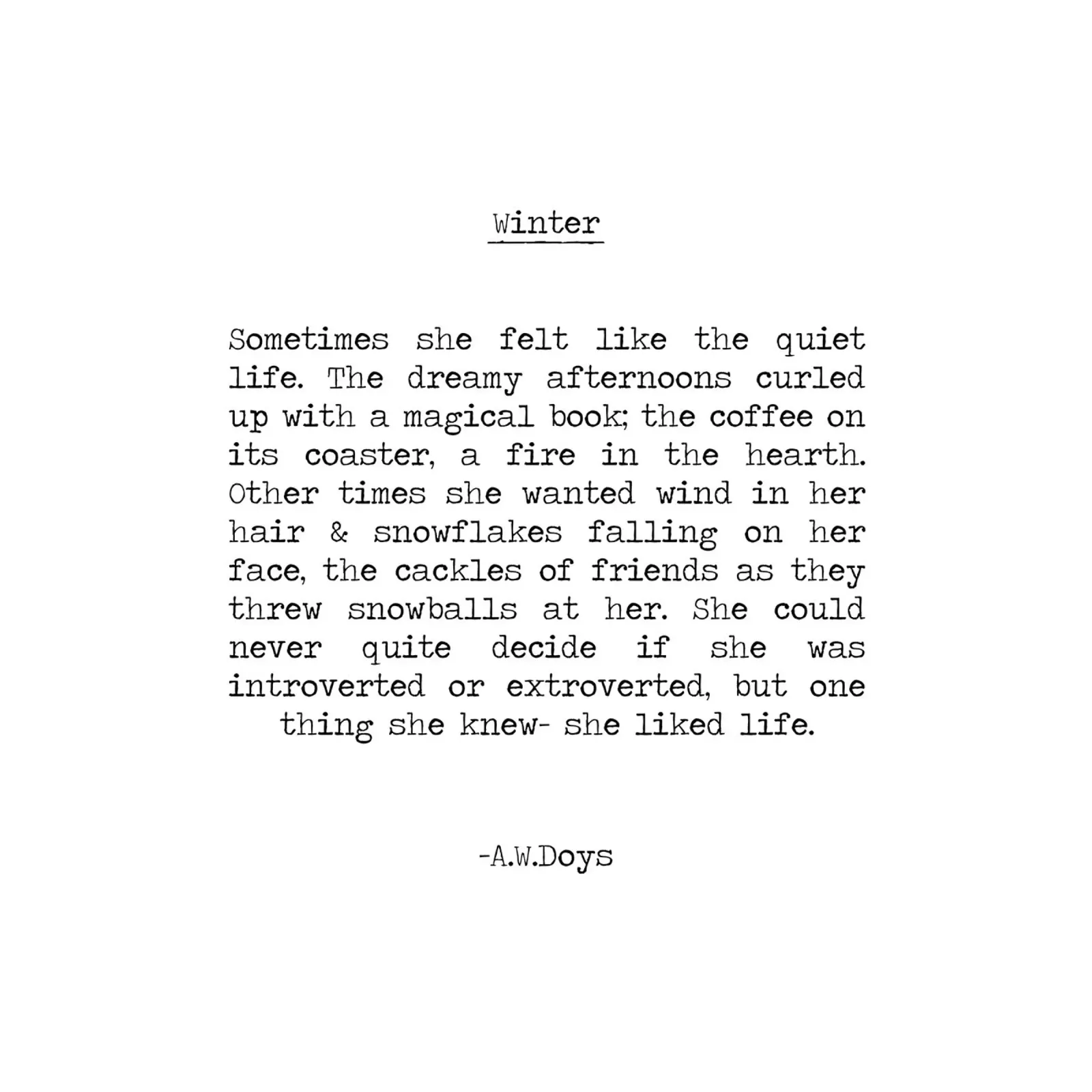 Winter - A. W. Doys Citaat canvas van Summer Soul Co. - Quotes