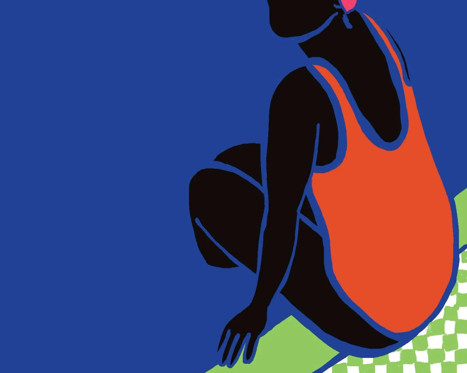 Woman in Red Swinsuit at the Swimming Pool canvas by tainah negreiros