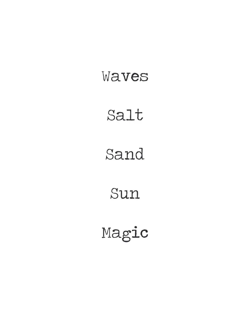 Onde Sale Sole Sabbia Mare Magia Surf Spiaggia Citazione poster con telaio in legno da Summer Soul Co. - Quotes