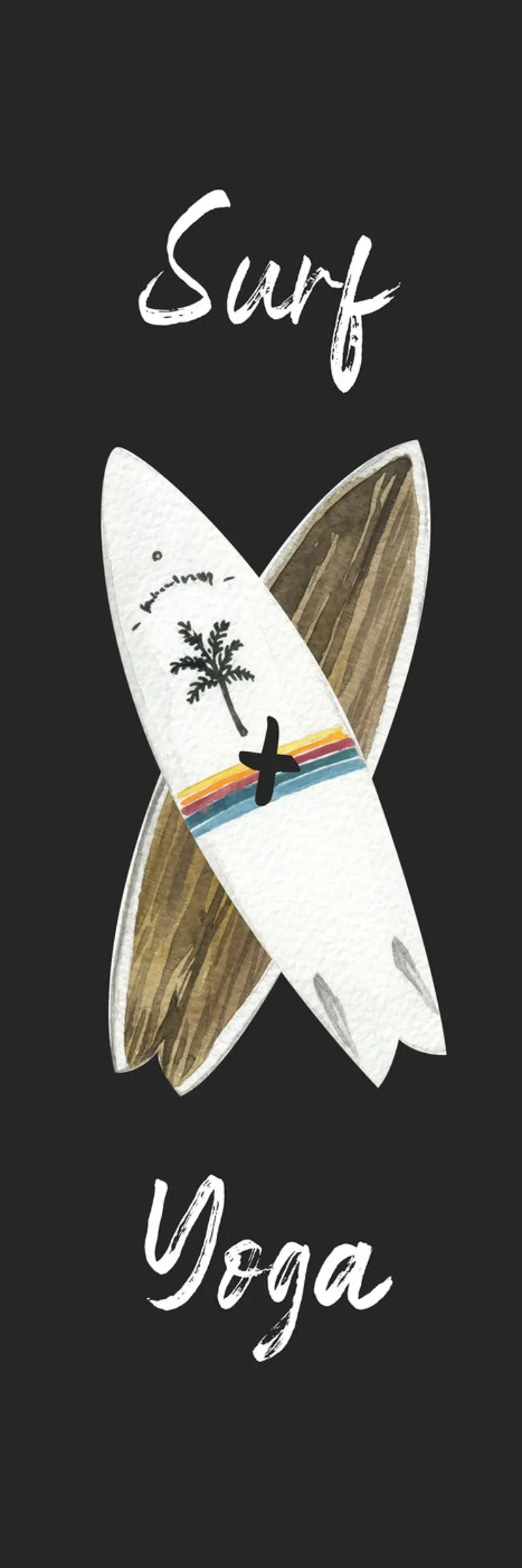 Surf e Yoga Surf Board Word Art Quote poster con telaio in plastica da Summer Soul Co. - Quotes