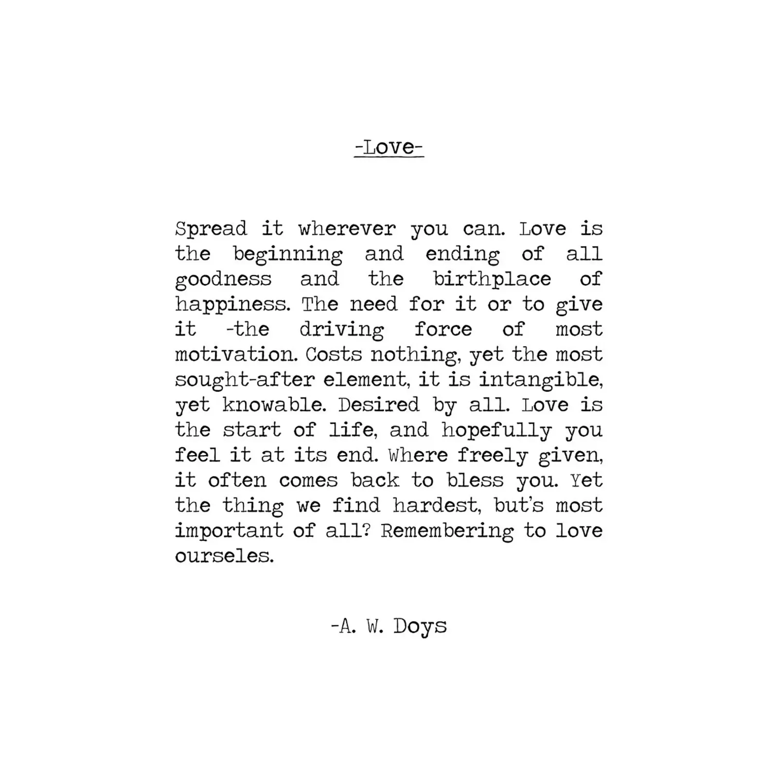 Definizione di amore A W Doys Citazione di poesia poster con telaio in legno da Summer Soul Co. - Quotes