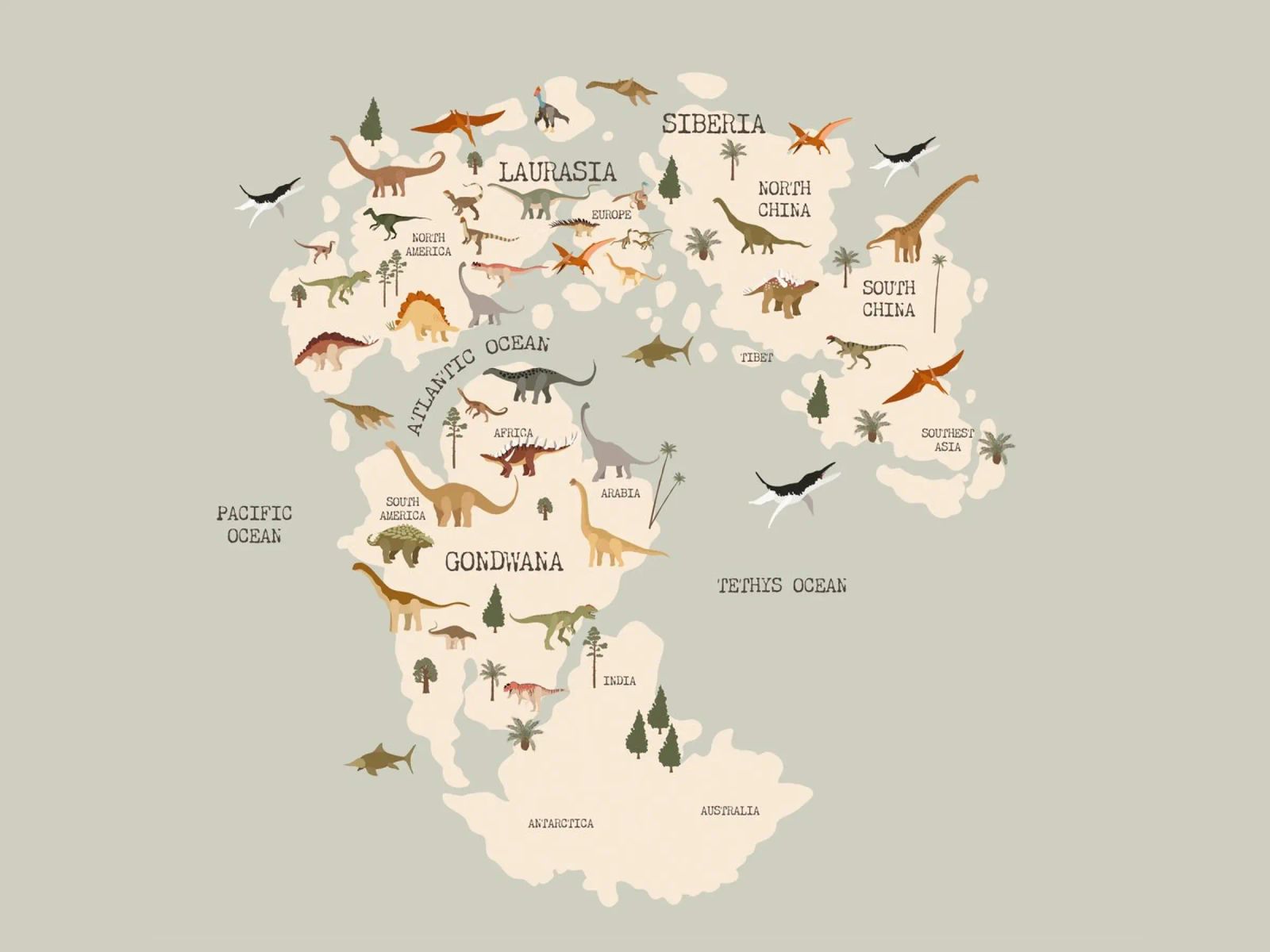 Dino Map No 2 poster da treechild