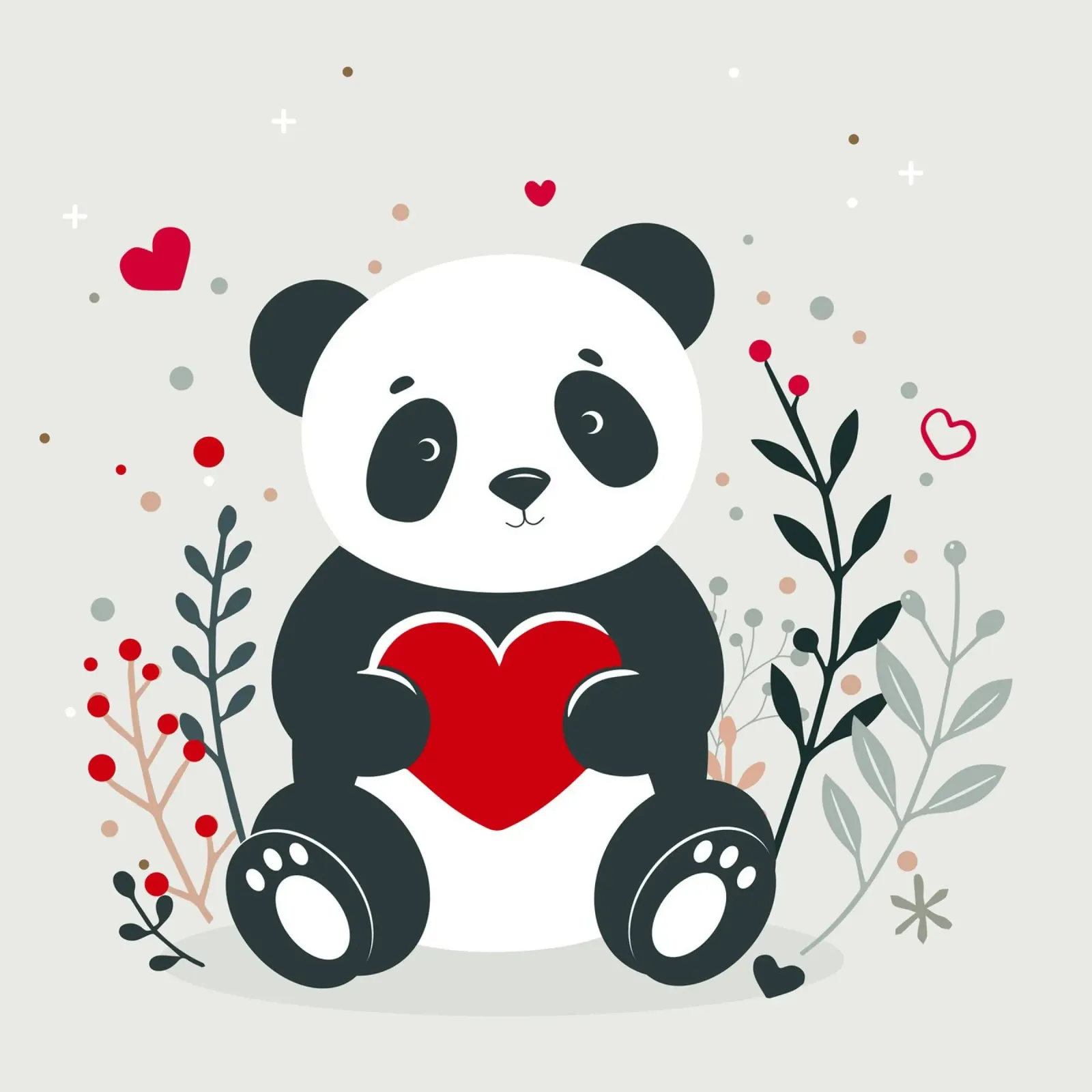 Panda mignon avec un cœur - Affectueux Valentin hahnemühle de namosh