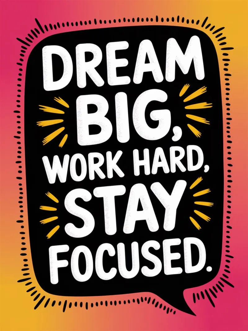 DROOM GROOT, WERK HARD, BLIJF GEFOCUST. canvas met Baklijst van logic