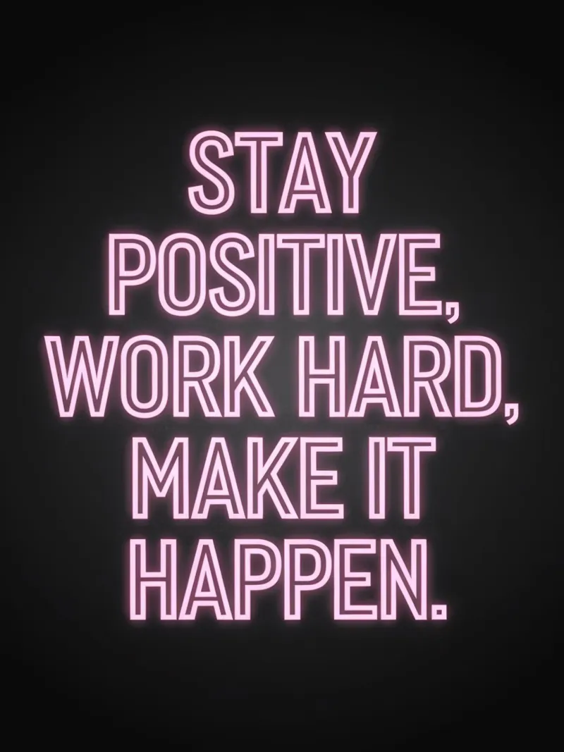 BLIJF POSITIEF, WERK HARD, ZORG DAT HET GEBEURT. canvas van logic