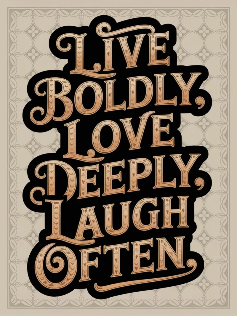 VIVERE CON CORAGGIO, AMARE PROFONDAMENTE, RIDERE SPESSO. pellicola backlit da logic
