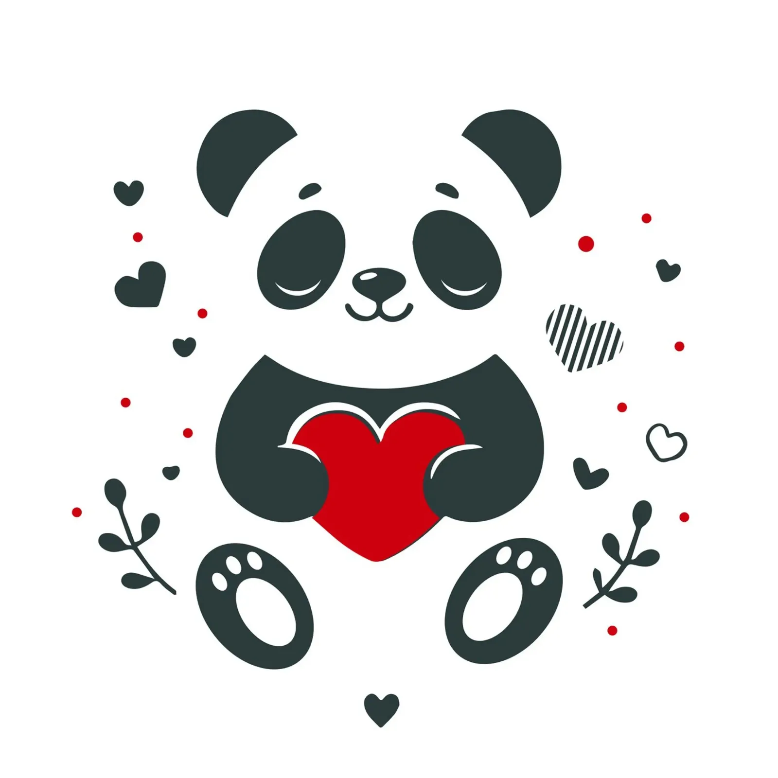 Panda mignon avec un cœur - Affectueux Valentin hahnemühle de namosh