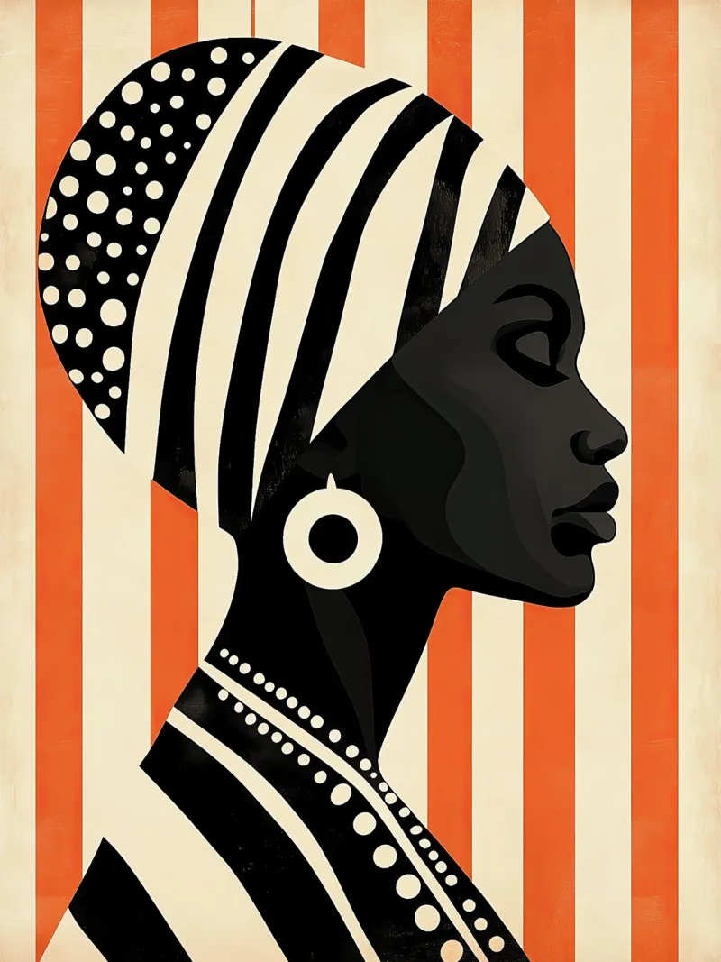 Portrait woman from Mauritania with red stripes poster with plastic frame by Autofocus
