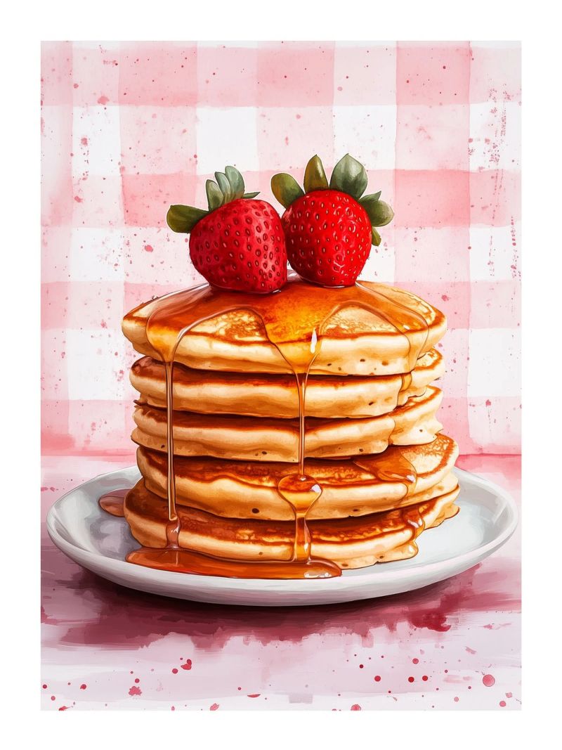 Pancake con sciroppo e fragole fresche poster da Spice & Style