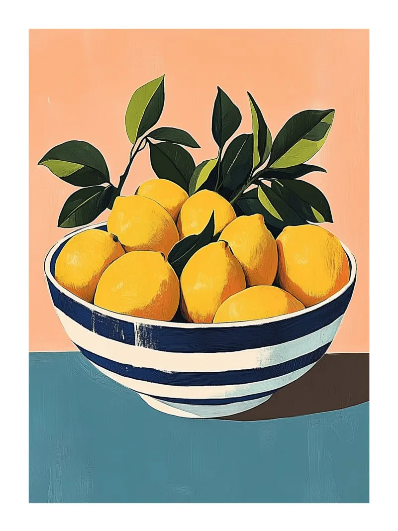 Bowl of lemons on a pastel background hahnemühle by Spice & Style