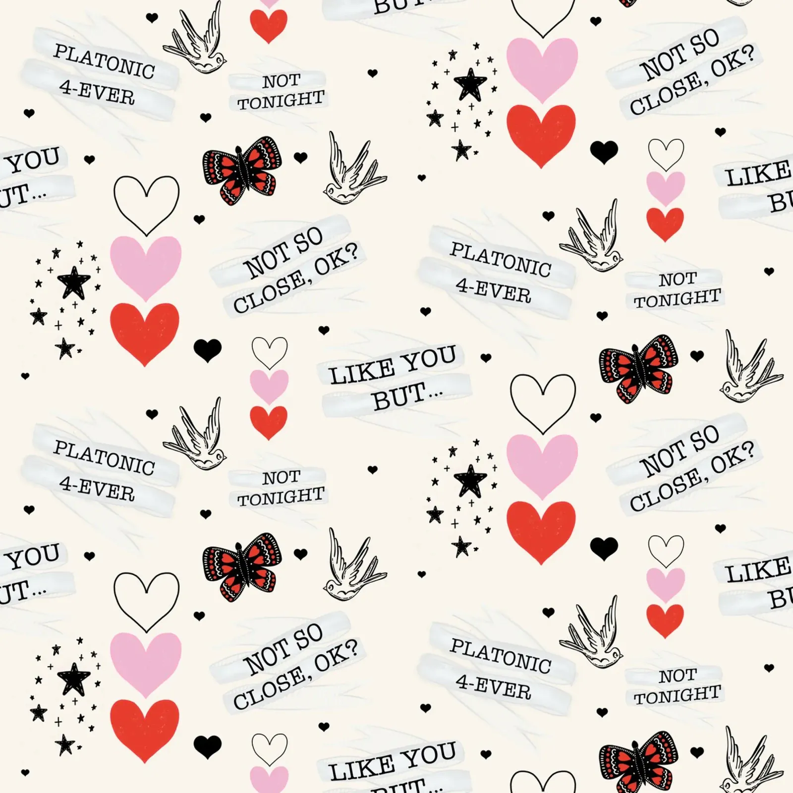 Mixed Signals - Quirky Valentine's Day Pattern canvas by susanacosta