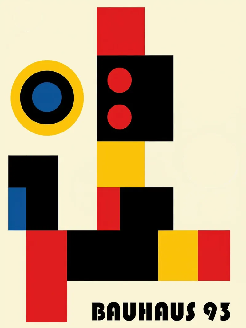 Bauhaus 93 | Abstract geometric shapes in Bauhaus style canvas with Floater frame by Autofocus