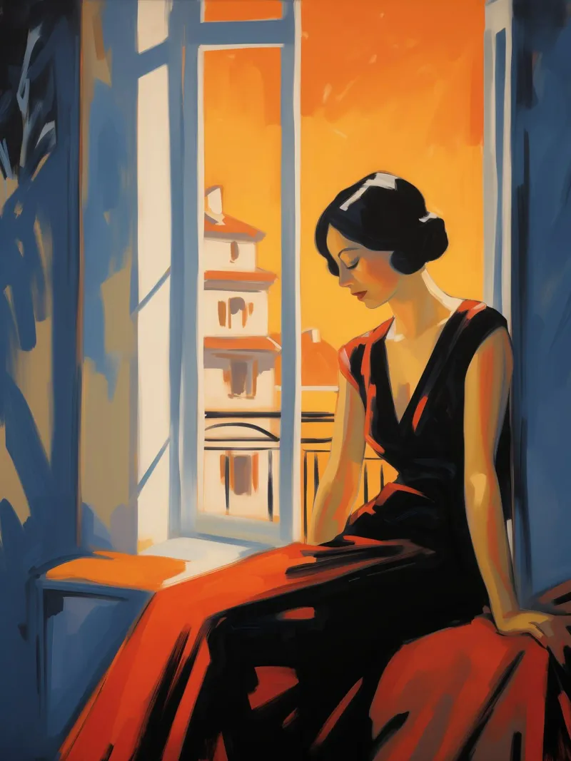 Donna all'ultima luce del sole | Pittura classica alluminio dibond da Autofocus