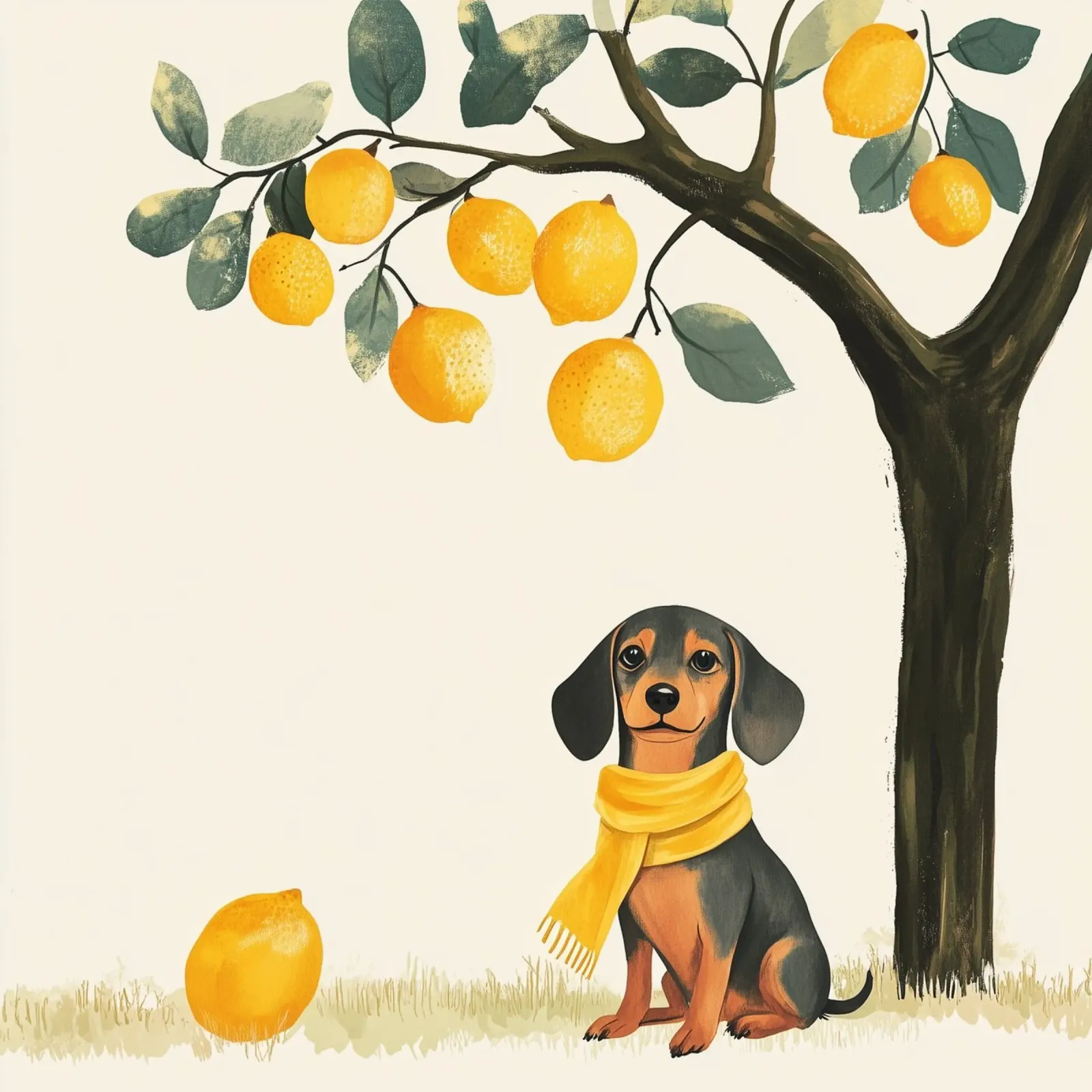 Dachshund Under the Lemon Tree hahnemühle by studiofox