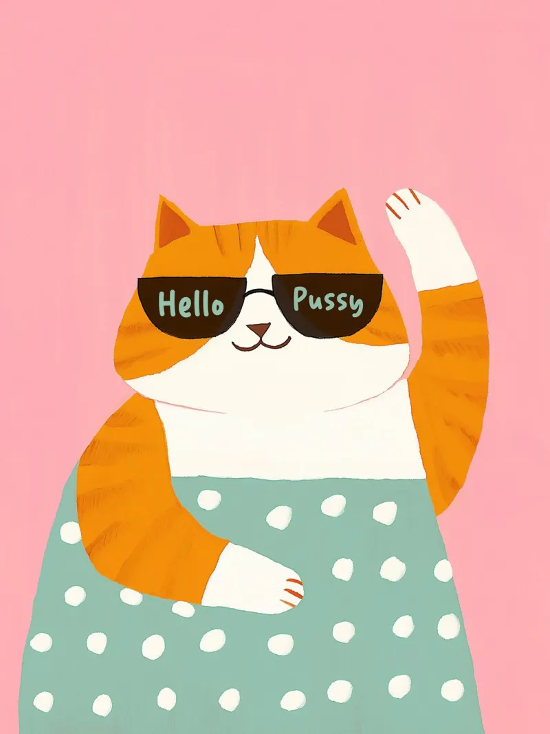 Ciao gatto Figa Cool Doodle pellicola backlit da Carinaprint