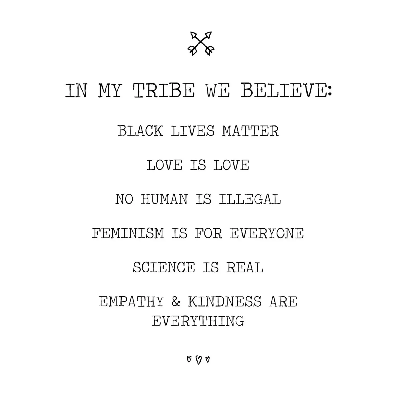 In My Tribe We Believe, vite nere, amore, scienza, femminismo poster con telaio in alluminio da Summer Soul Co. - Quotes