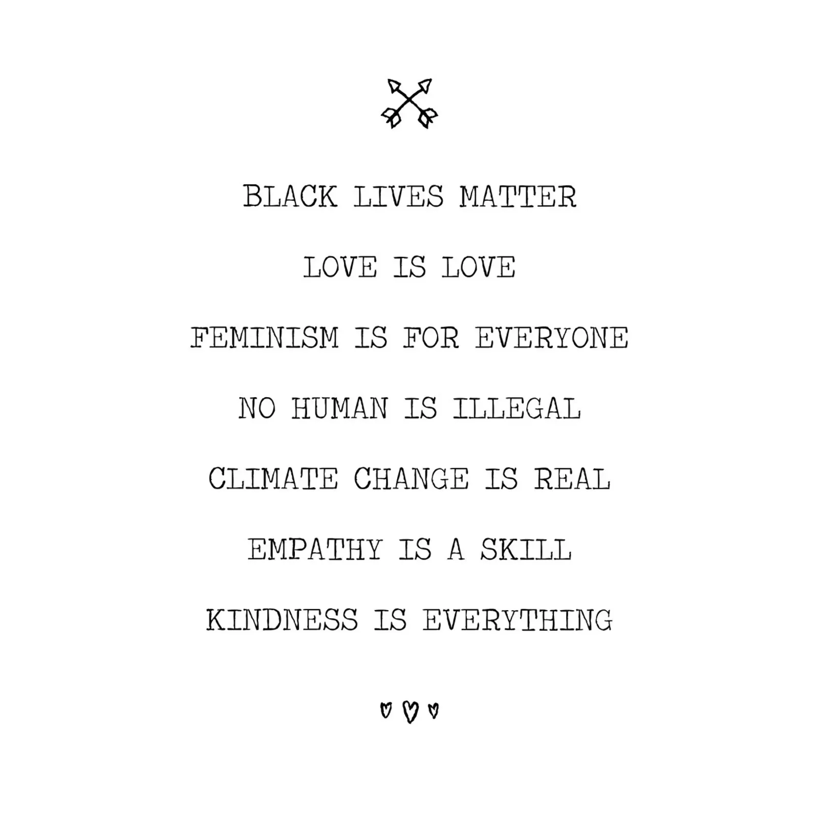 black lives matter, amore, femminismo, cambiamento climatico, gentilezza poster con telaio in legno da Summer Soul Co. - Quotes
