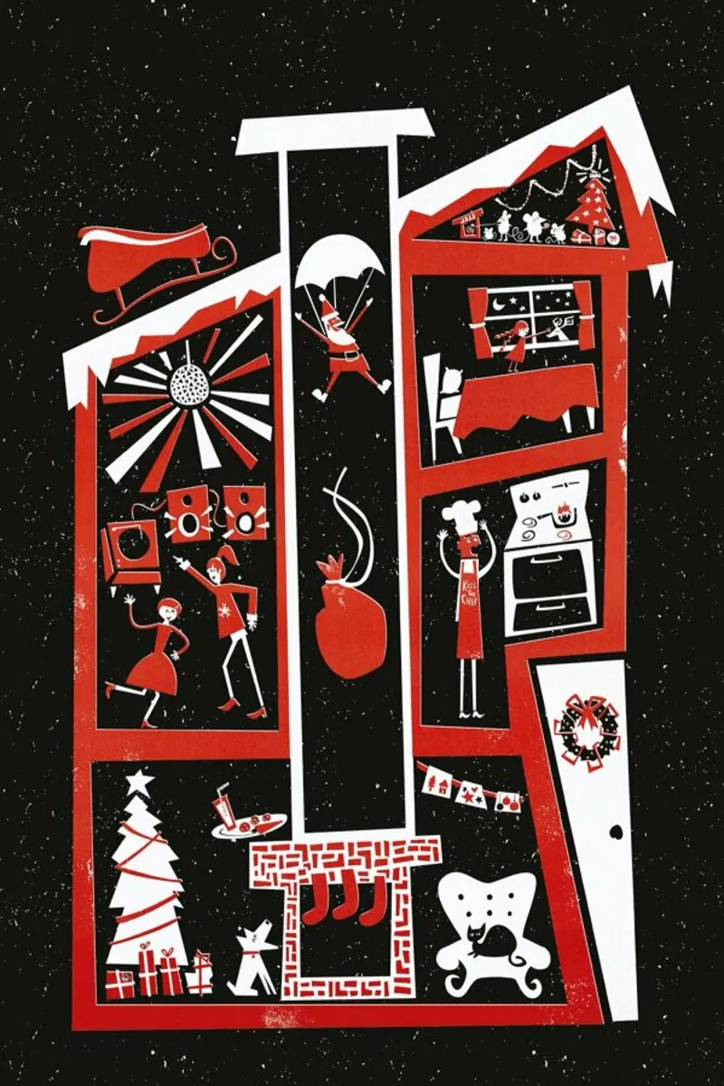 Christmas Chaos poster with aluminum frame by Fox & Velvet